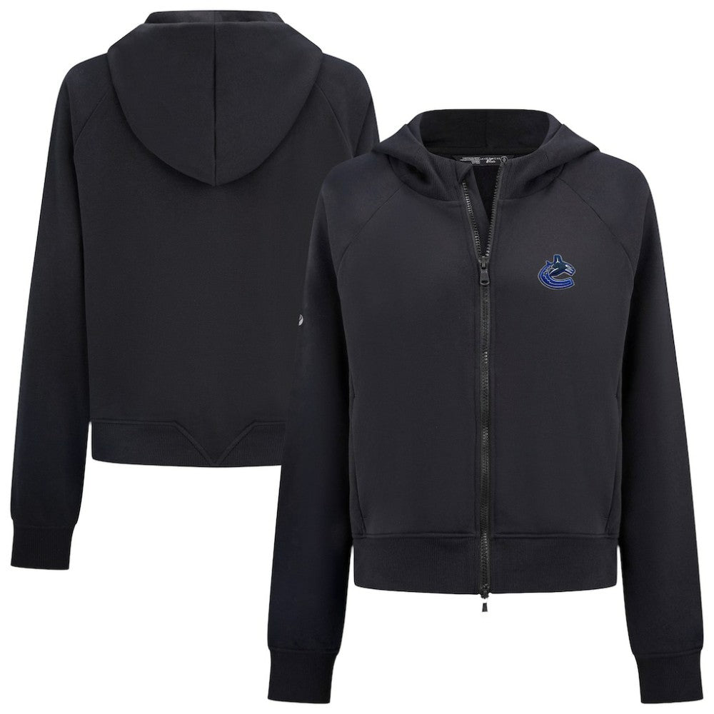 NHL Black Vancouver Canucks Levelwear Women's Judd Raglan Full-Zip Hoodie