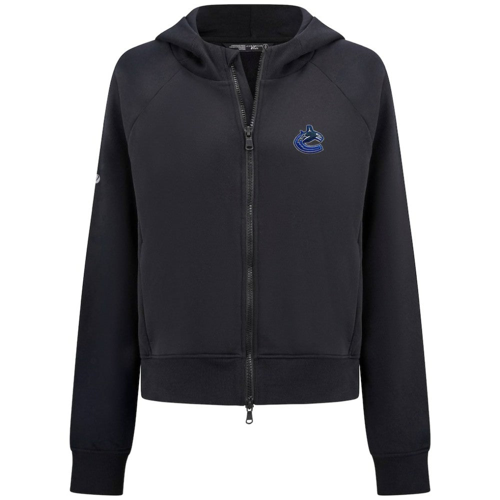 NHL Black Vancouver Canucks Levelwear Women's Judd Raglan Full-Zip Hoodie