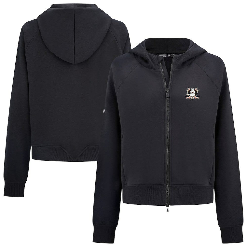 NHL Black Anaheim Ducks Levelwear Women's Judd Raglan Full-Zip Hoodie