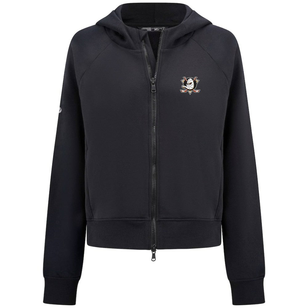 NHL Black Anaheim Ducks Levelwear Women's Judd Raglan Full-Zip Hoodie