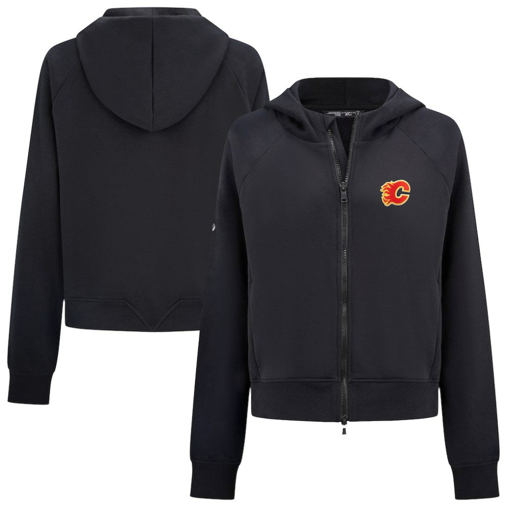 NHL Black Calgary Flames Levelwear Women's Judd Raglan Full-Zip Hoodie
