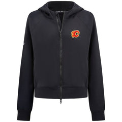 NHL Black Calgary Flames Levelwear Women's Judd Raglan Full-Zip Hoodie
