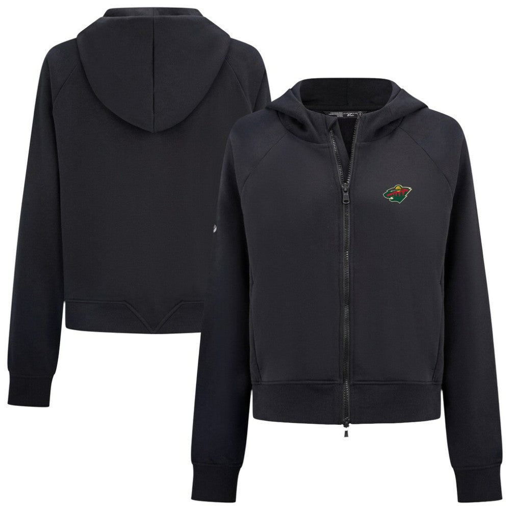 NHL Black Minnesota Wild Levelwear Women's Judd Raglan Full-Zip Hoodie