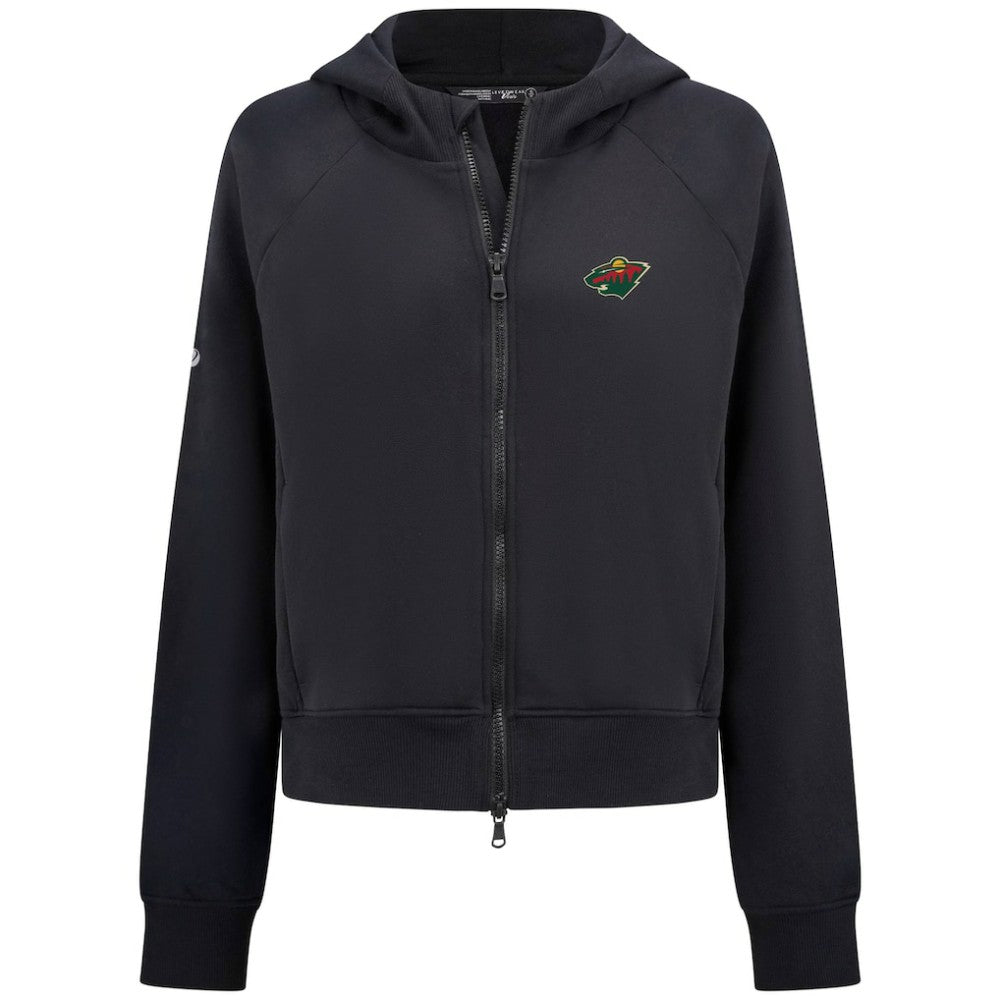 NHL Black Minnesota Wild Levelwear Women's Judd Raglan Full-Zip Hoodie