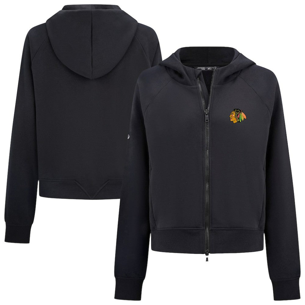 NHL Black Chicago Blackhawks Levelwear Women's Judd Raglan Full-Zip Hoodie