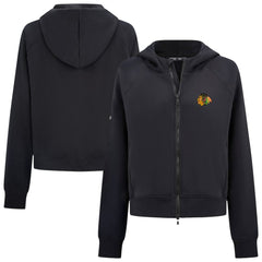 NHL Black Chicago Blackhawks Levelwear Women's Judd Raglan Full-Zip Hoodie