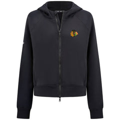 NHL Black Chicago Blackhawks Levelwear Women's Judd Raglan Full-Zip Hoodie