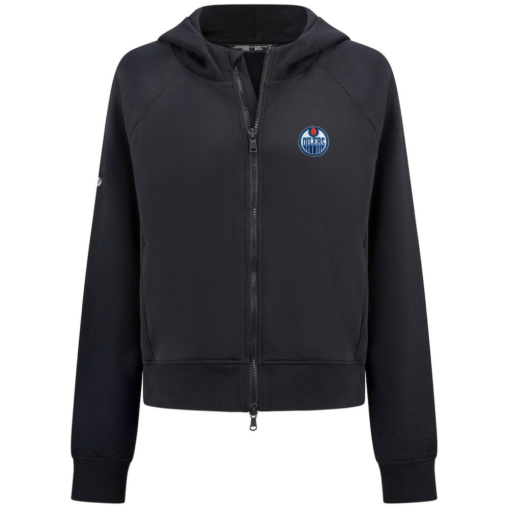 NHL Black Edmonton Oilers Levelwear Women's Judd Raglan Full-Zip Hoodie