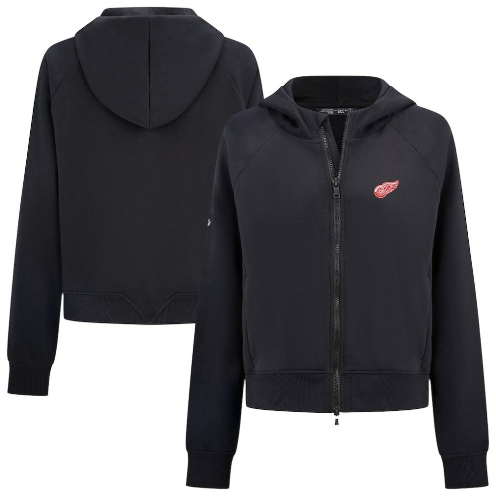 NHL Black Detroit Red Wings Levelwear Women's Judd Raglan Full-Zip Hoodie