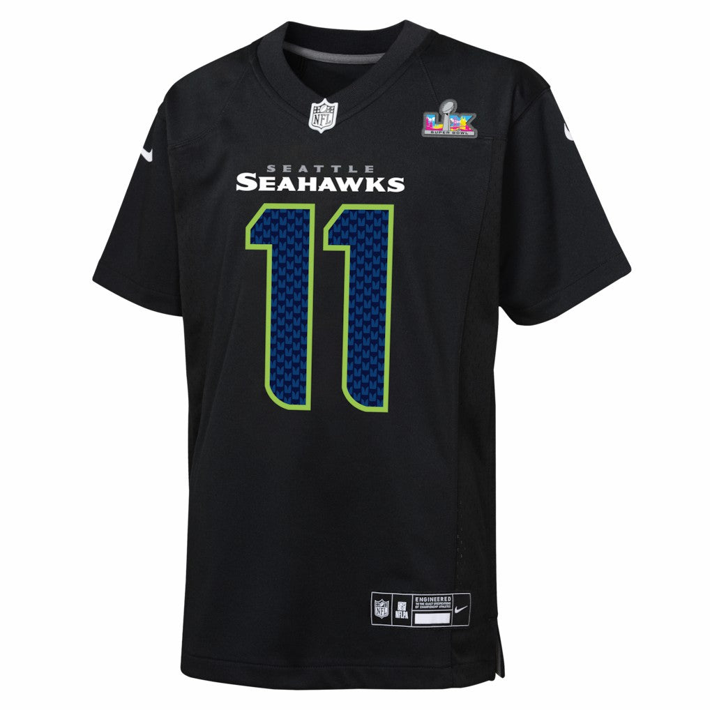 Jaxon Smith-Njigba  Youth Super Bowl LX Patch Carbon Fashion Game Jersey - Seattle Seahawks