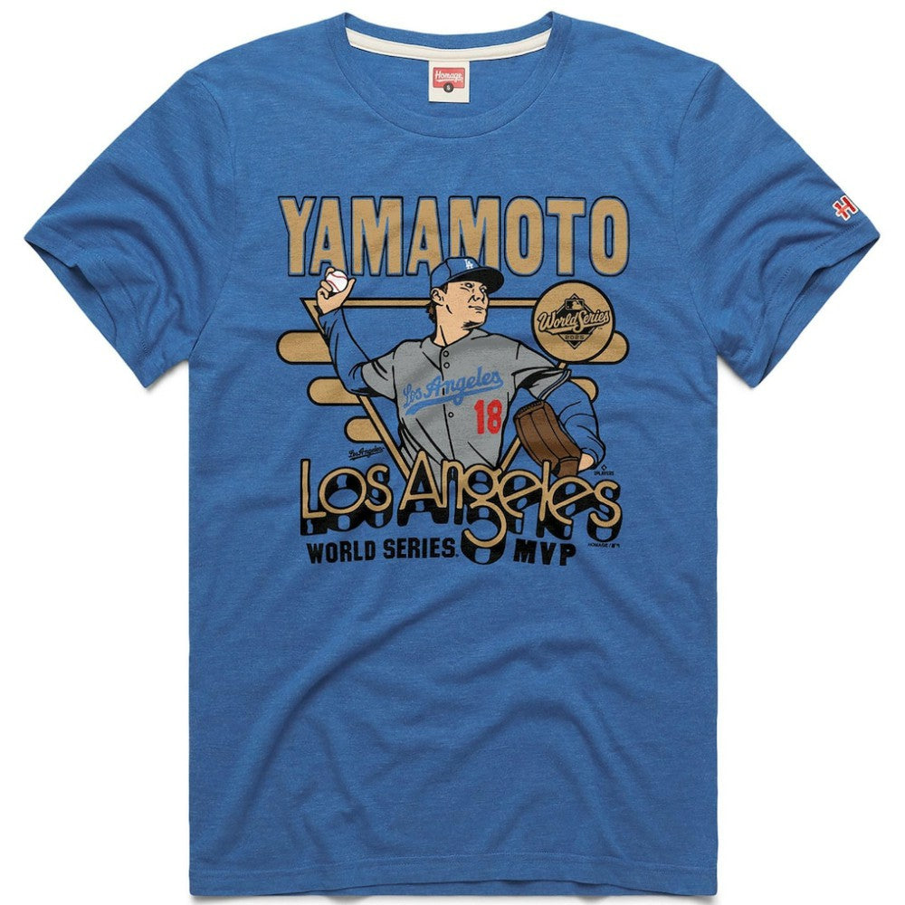 MLB Yoshinobu Yamamoto Los Angeles Dodgers Homage Unisex 2026 Gold Collection World Series MVP Tri-Blend T-Shirt