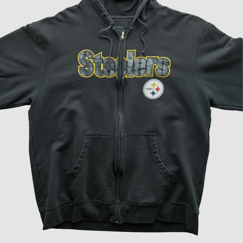 Reebok 2000s Hooded Full Zip Sweatshirt - Pittsburgh Steelers