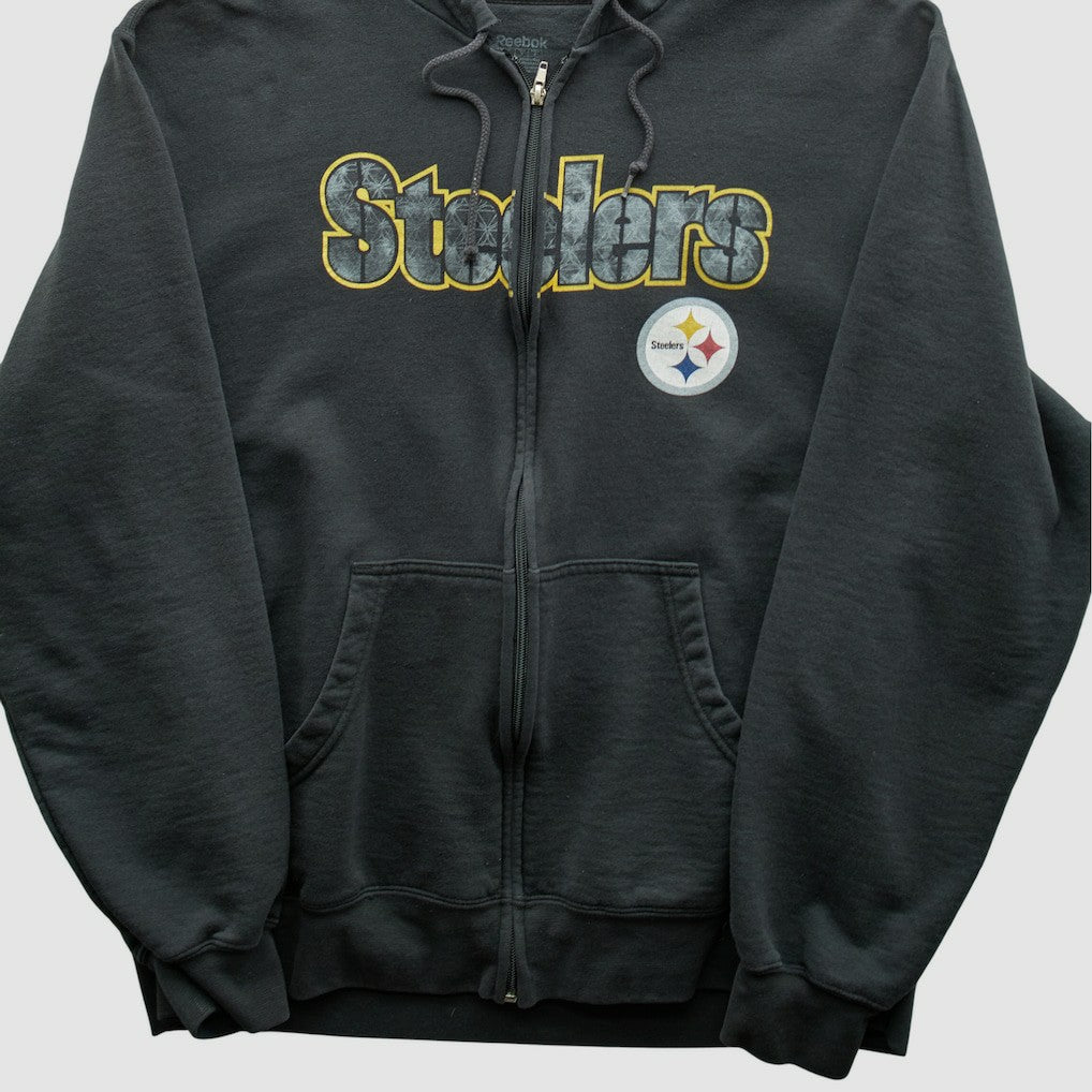 Reebok 2000s Hooded Full Zip Sweatshirt - Pittsburgh Steelers