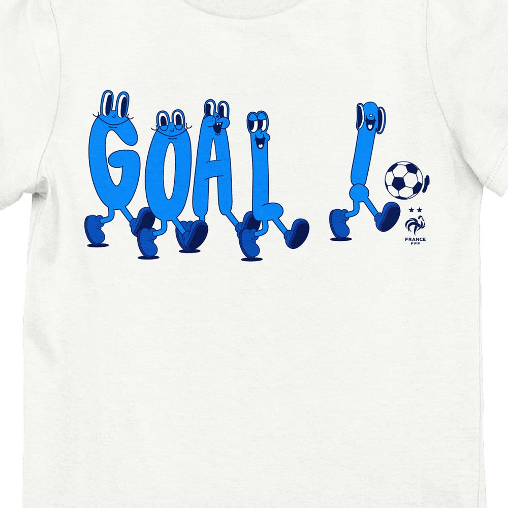 France National Team Youth Goal Letters Playing Soccer T-Shirt -  White