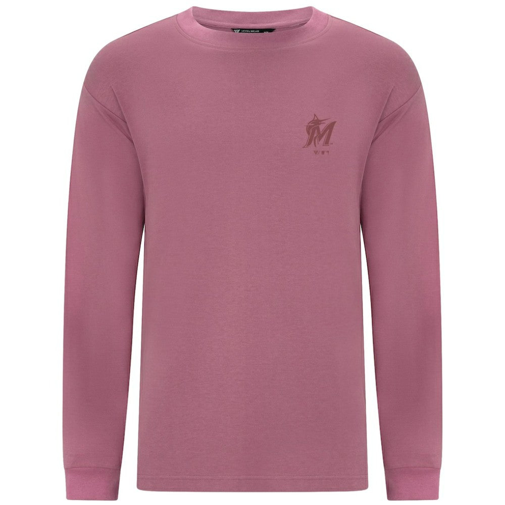 MLB Miami Marlins Levelwear Bridal Rose Luxe Signature Long Sleeve T-Shirt