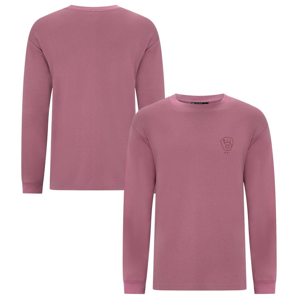 MLB Milwaukee Brewers Levelwear Bridal Rose Luxe Signature Long Sleeve T-Shirt