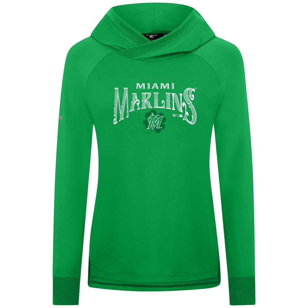 MLB Miami Marlins Levelwear Women's St. Patrick's Day Slender Raglan Hoodie