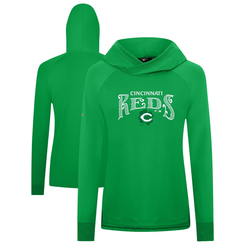 MLB Cincinnati Reds Levelwear Women's St. Patrick's Day Slender Raglan Hoodie