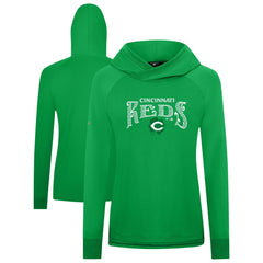MLB Cincinnati Reds Levelwear Women's St. Patrick's Day Slender Raglan Hoodie