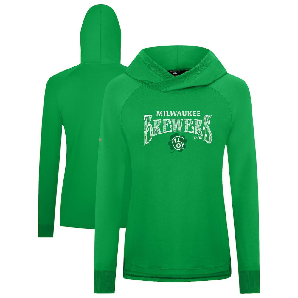 MLB Milwaukee Brewers Levelwear Women's St. Patrick's Day Slender Raglan Hoodie
