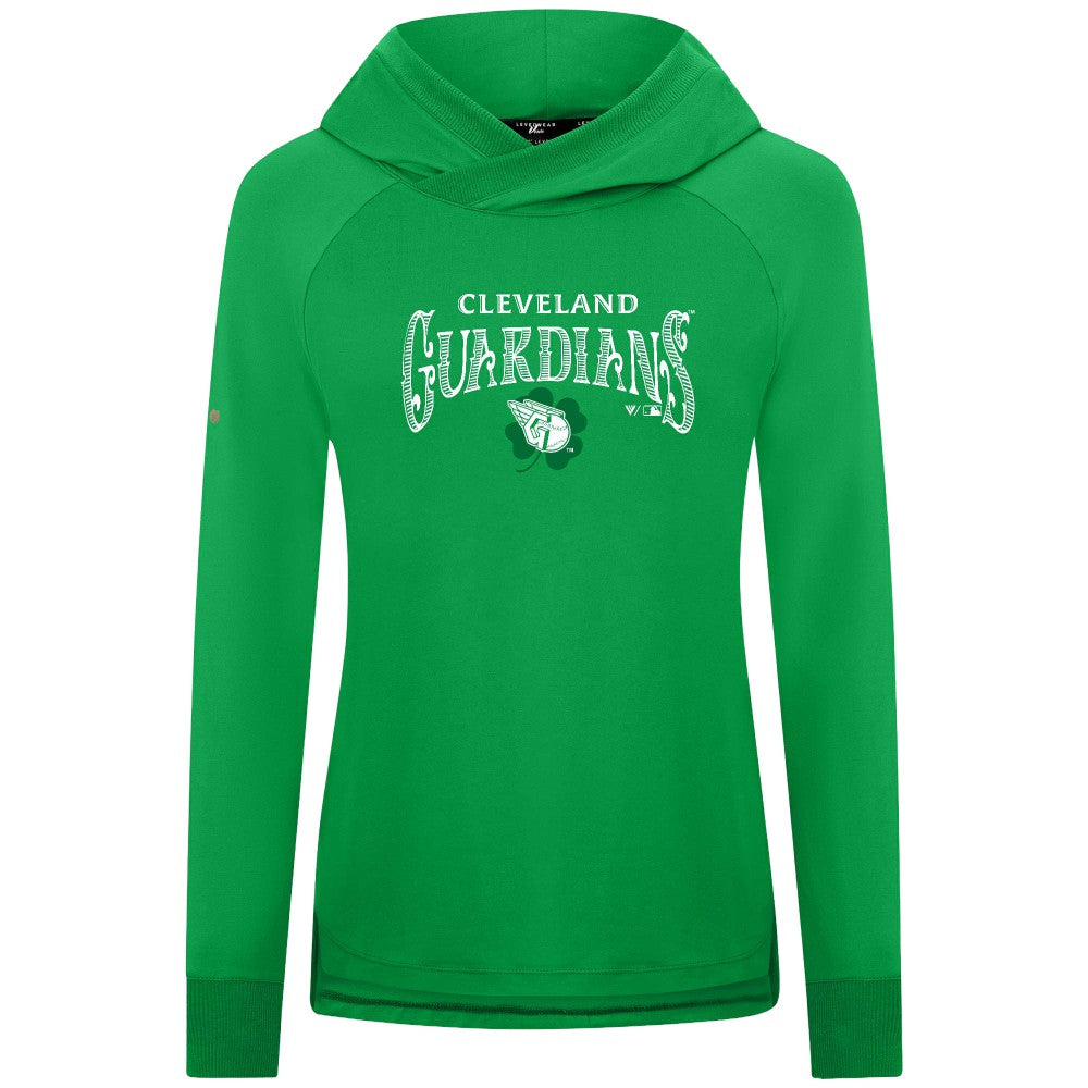MLB Cleveland Guardians Levelwear Women's St. Patrick's Day Slender Raglan Hoodie
