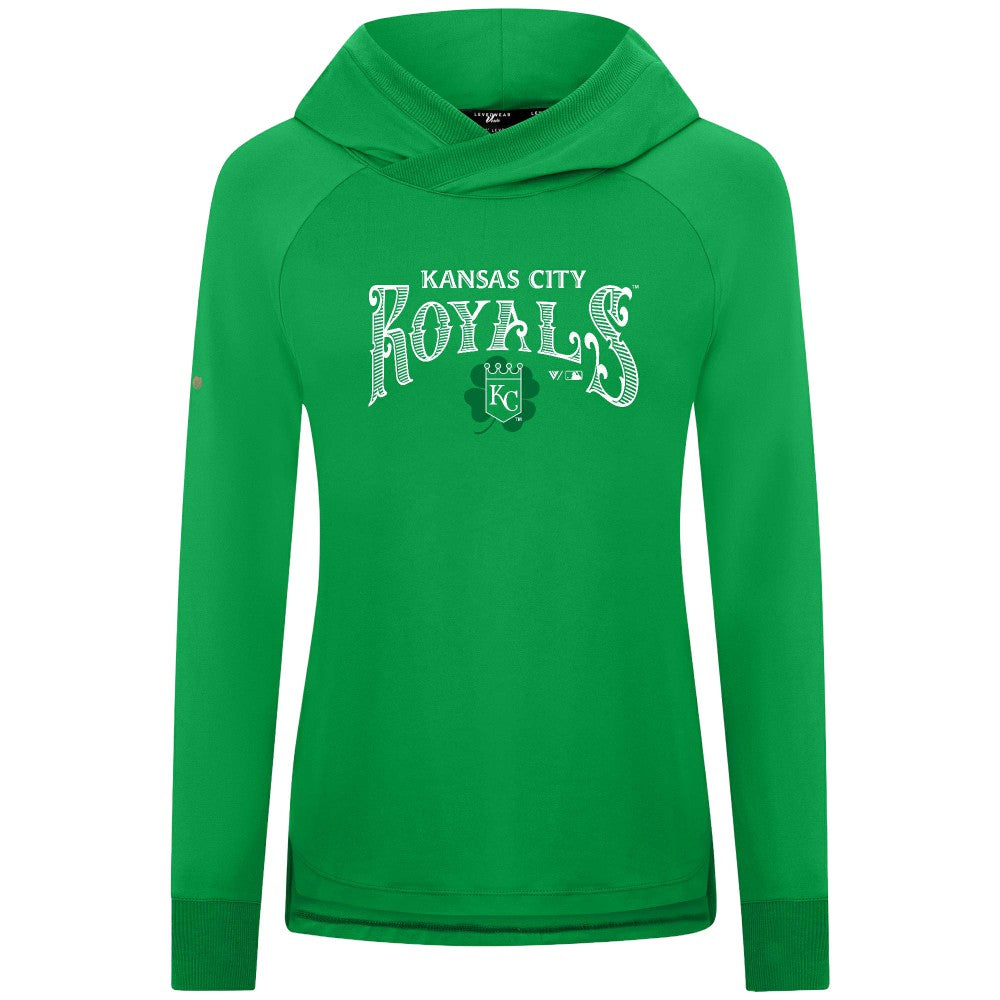 MLB Kansas City Royals Levelwear Women's St. Patrick's Day Slender Raglan Hoodie