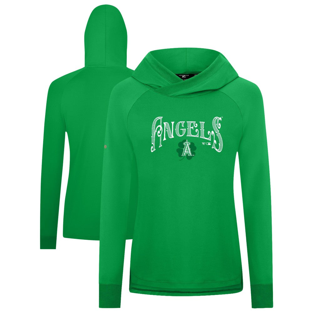 MLB Los Angeles Angels Levelwear Women's St. Patrick's Day Slender Raglan Hoodie
