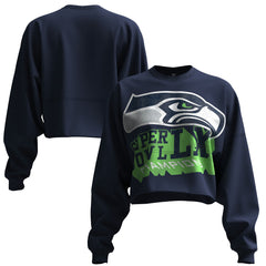 Spirit Jersey Women's Super Bowl LX s Cropped Long Sleeve T-Shirt - Seattle Seahawks