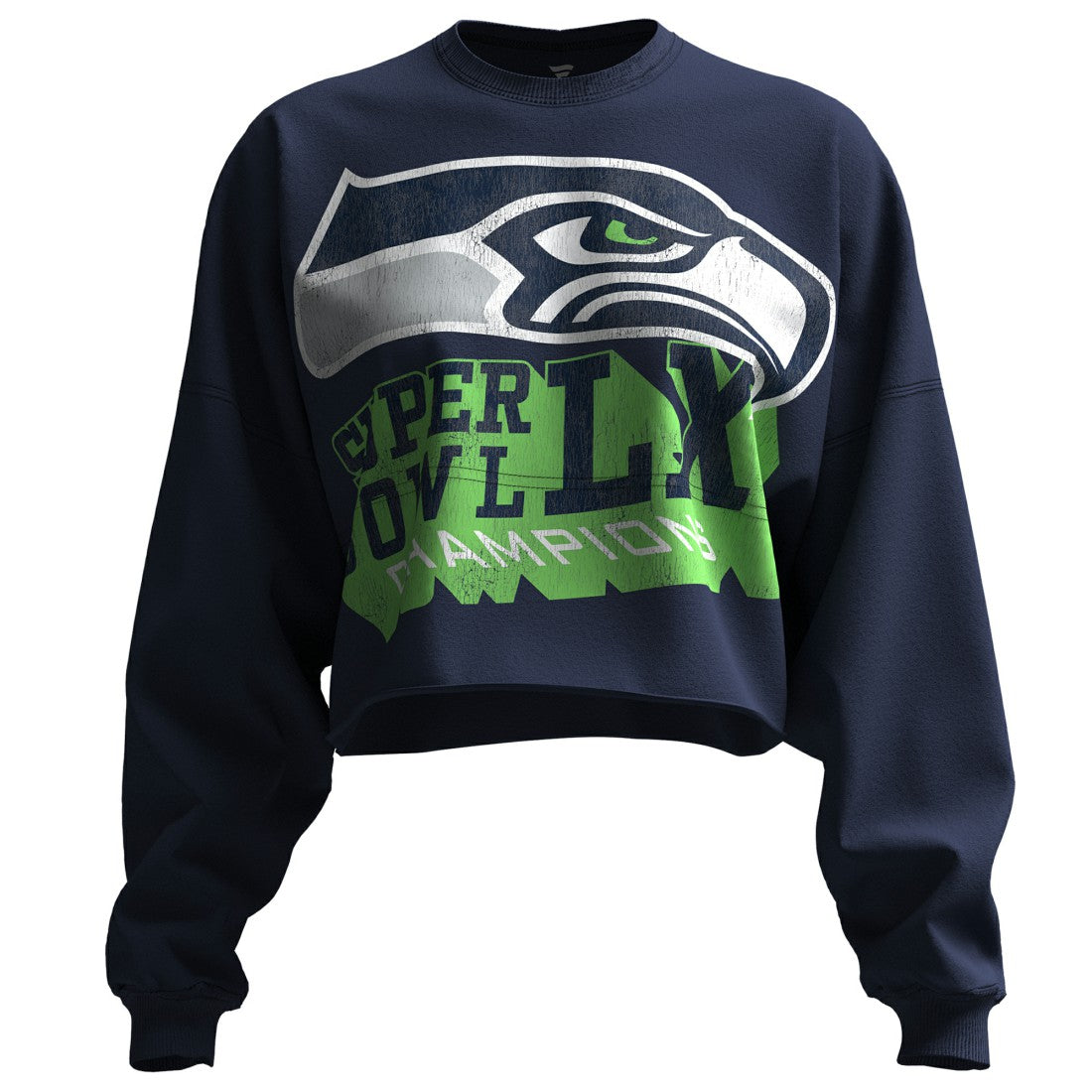 Spirit Jersey Women's Super Bowl LX s Cropped Long Sleeve T-Shirt - Seattle Seahawks