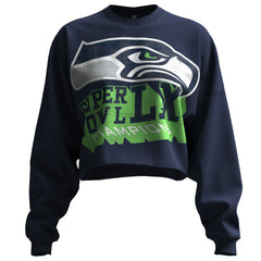 Spirit Jersey Women's Super Bowl LX s Cropped Long Sleeve T-Shirt - Seattle Seahawks