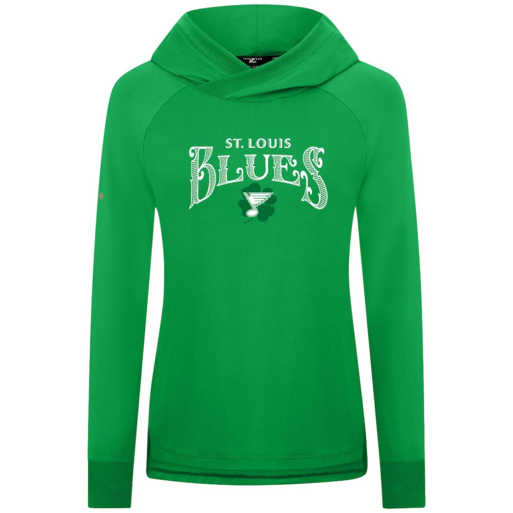 NHL Kelly Green St. Louis Blues Levelwear Women's St. Patrick's Day Slender Raglan Hoodie