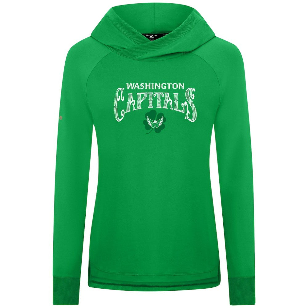 NHL Kelly Green Washington Capitals Levelwear Women's St. Patrick's Day Slender Raglan Hoodie