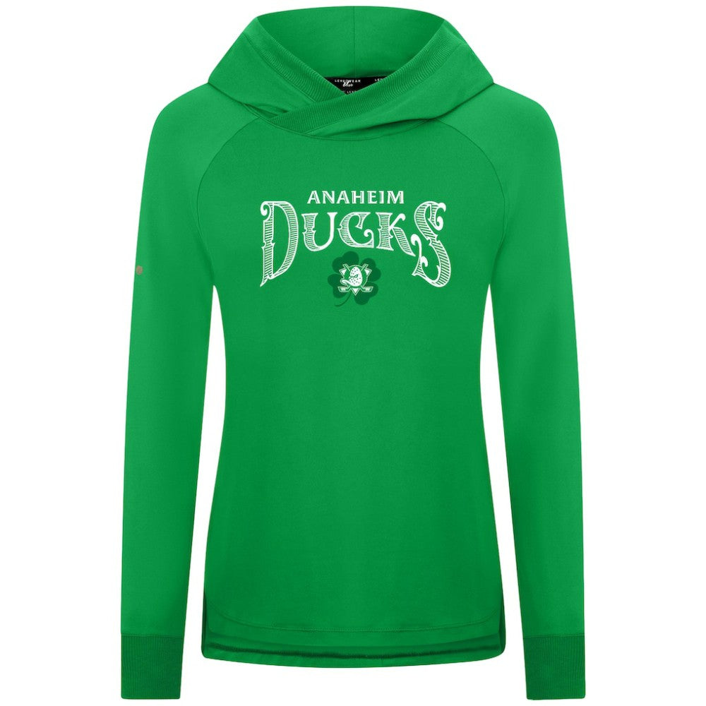 NHL Kelly Green Anaheim Ducks Levelwear Women's St. Patrick's Day Slender Raglan Hoodie