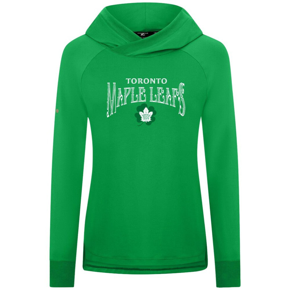 NHL Kelly Green Toronto Maple Leafs Levelwear Women's St. Patrick's Day Slender Raglan Hoodie