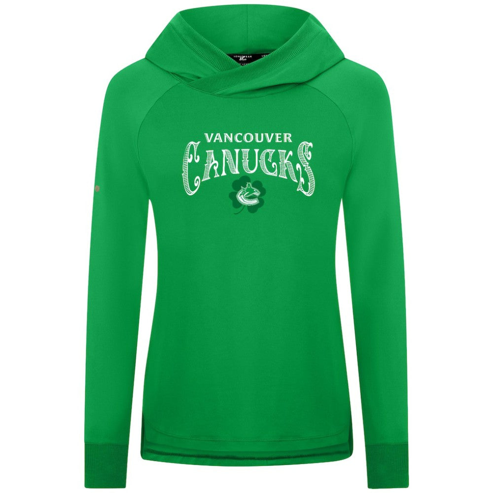 NHL Kelly Green Vancouver Canucks Levelwear Women's St. Patrick's Day Slender Raglan Hoodie