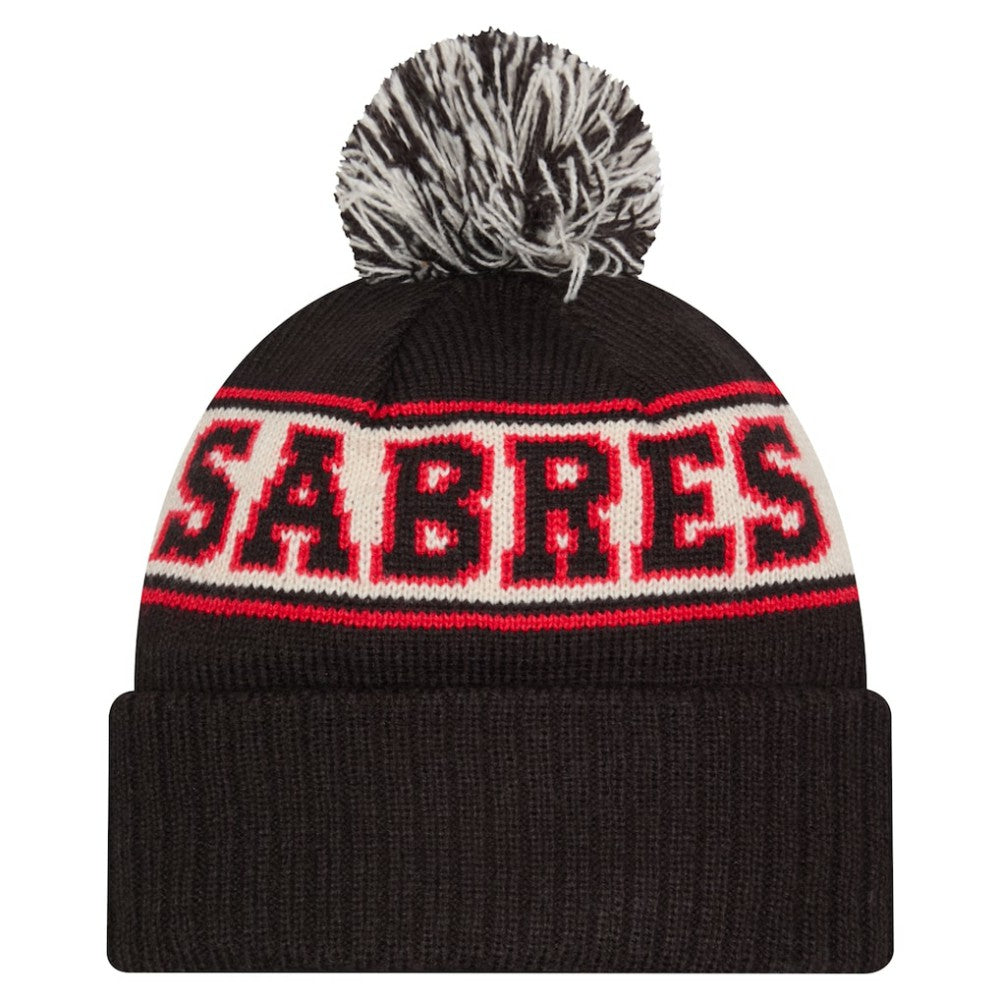 NHL Black Buffalo Sabres New Era Retro Cuffed Knit Hat with Pom