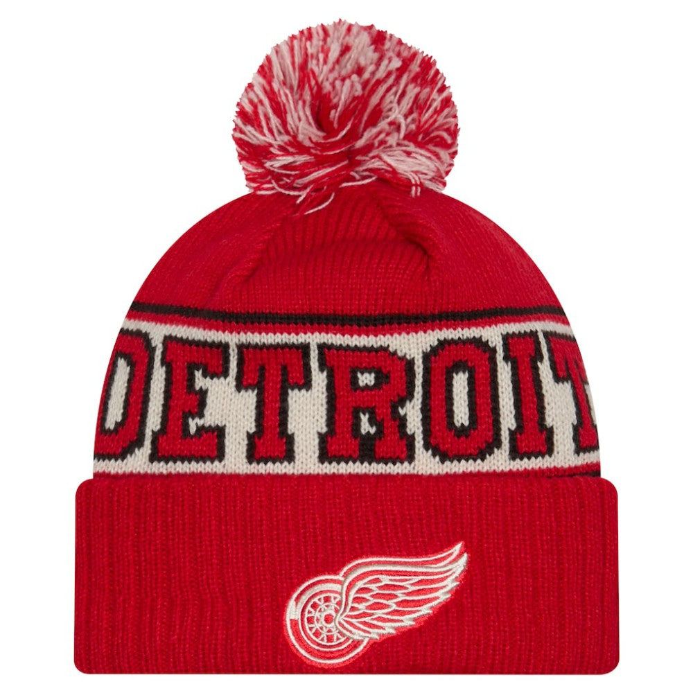 NHL Red Detroit Red Wings New Era Retro Cuffed Knit Hat with Pom