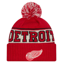 NHL Red Detroit Red Wings New Era Retro Cuffed Knit Hat with Pom