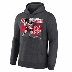 NHL Charcoal Jack Hughes New Jersey Devils Fresh Ice Hoodie