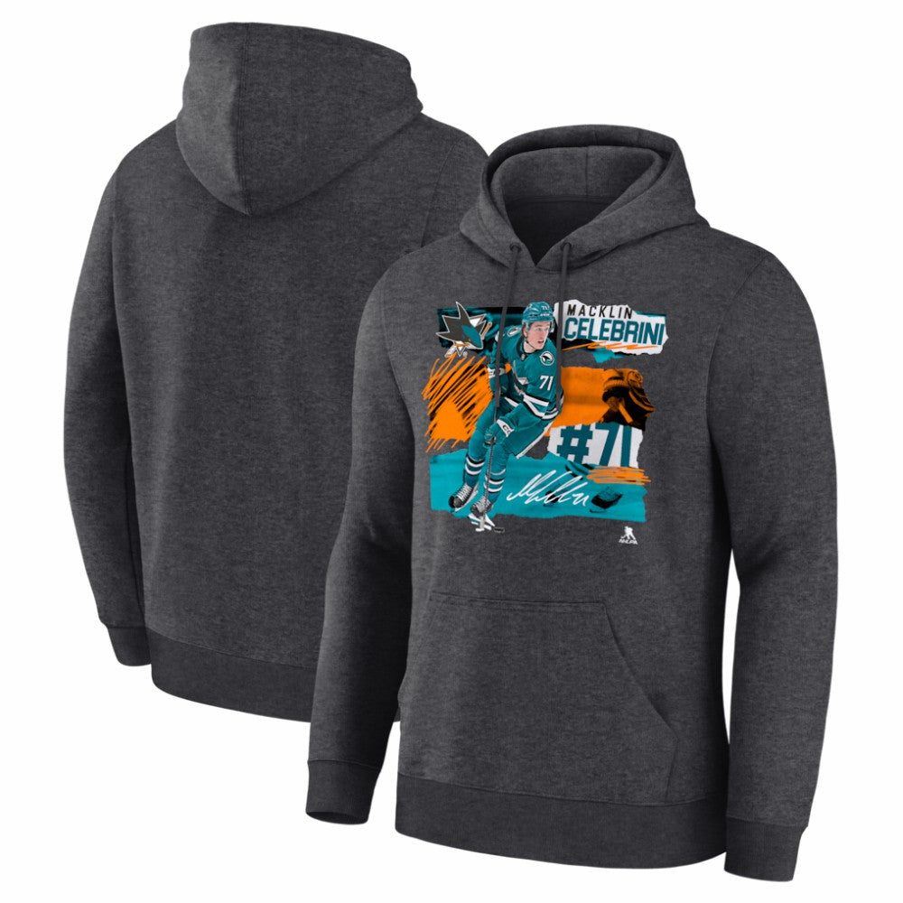 NHL Charcoal Macklin Celebrini San Jose Sharks Fresh Ice Hoodie