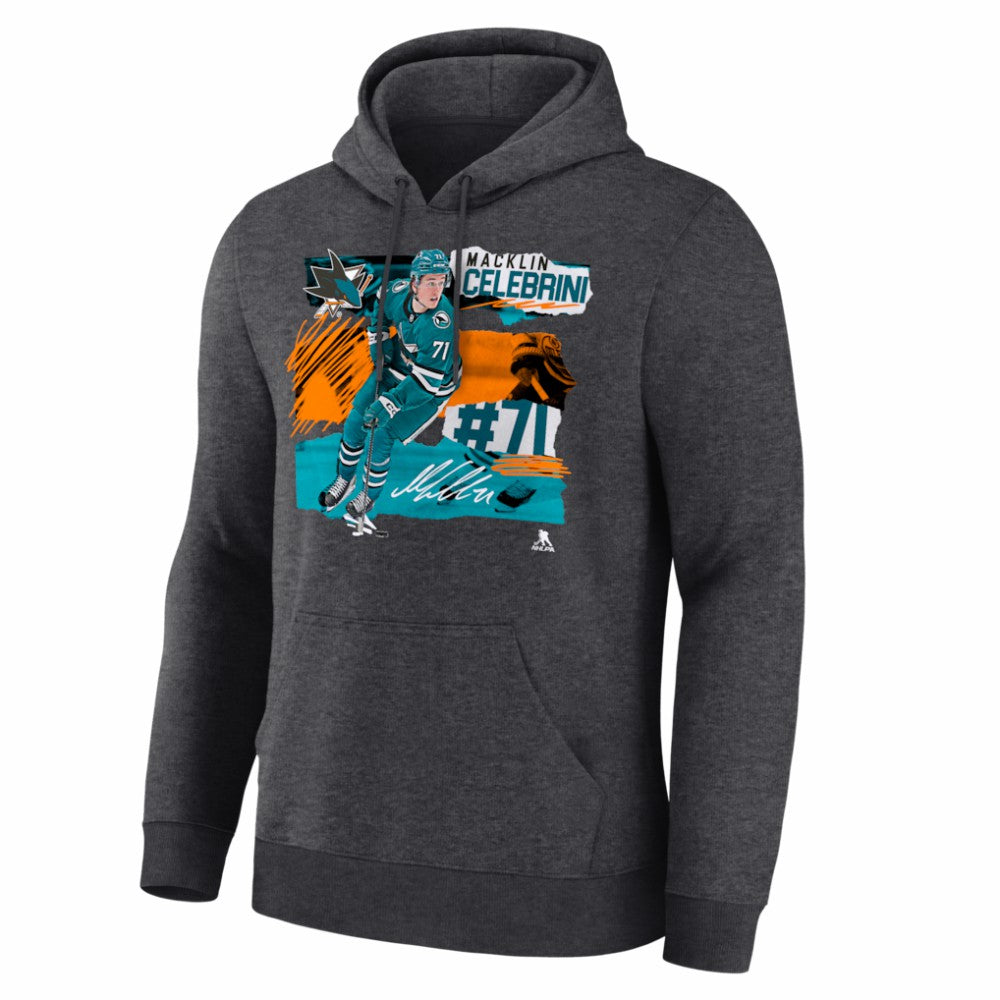 NHL Charcoal Macklin Celebrini San Jose Sharks Fresh Ice Hoodie