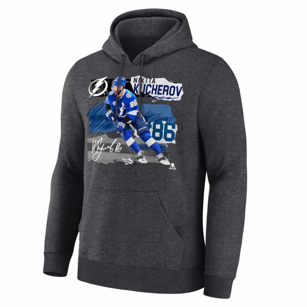 NHL Charcoal Nikita Kucherov Tampa Bay Lightning Fresh Ice Hoodie