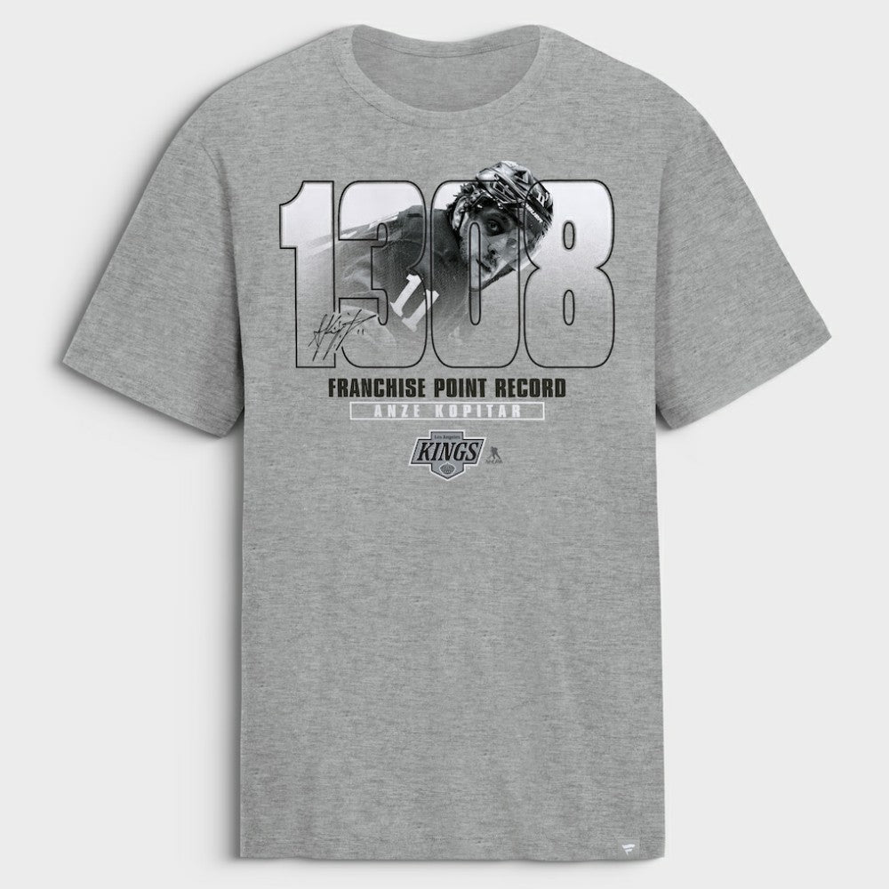 NHL Gray Anze Kopitar Los Angeles Kings Franchise Points Record T-Shirt