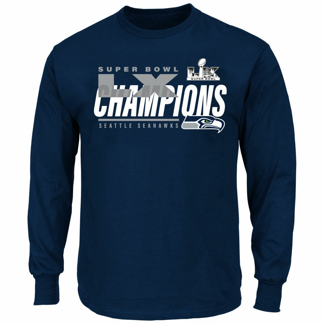 Super Bowl LX Champions Big & Tall Iconic Victory Long Sleeve T-Shirt - Seattle Seahawks