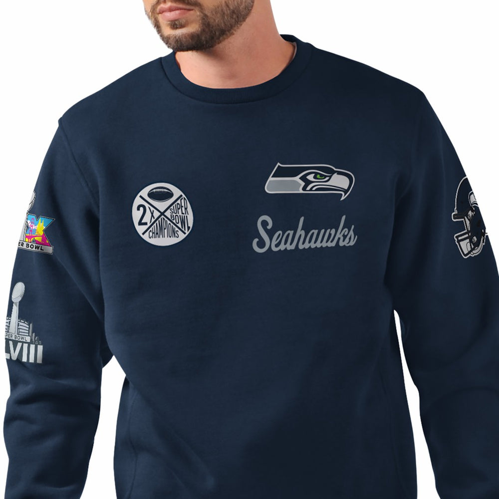 Starter Two-Time Super Bowl s Classic Fleece Sweatshirt - Seattle Seahawks