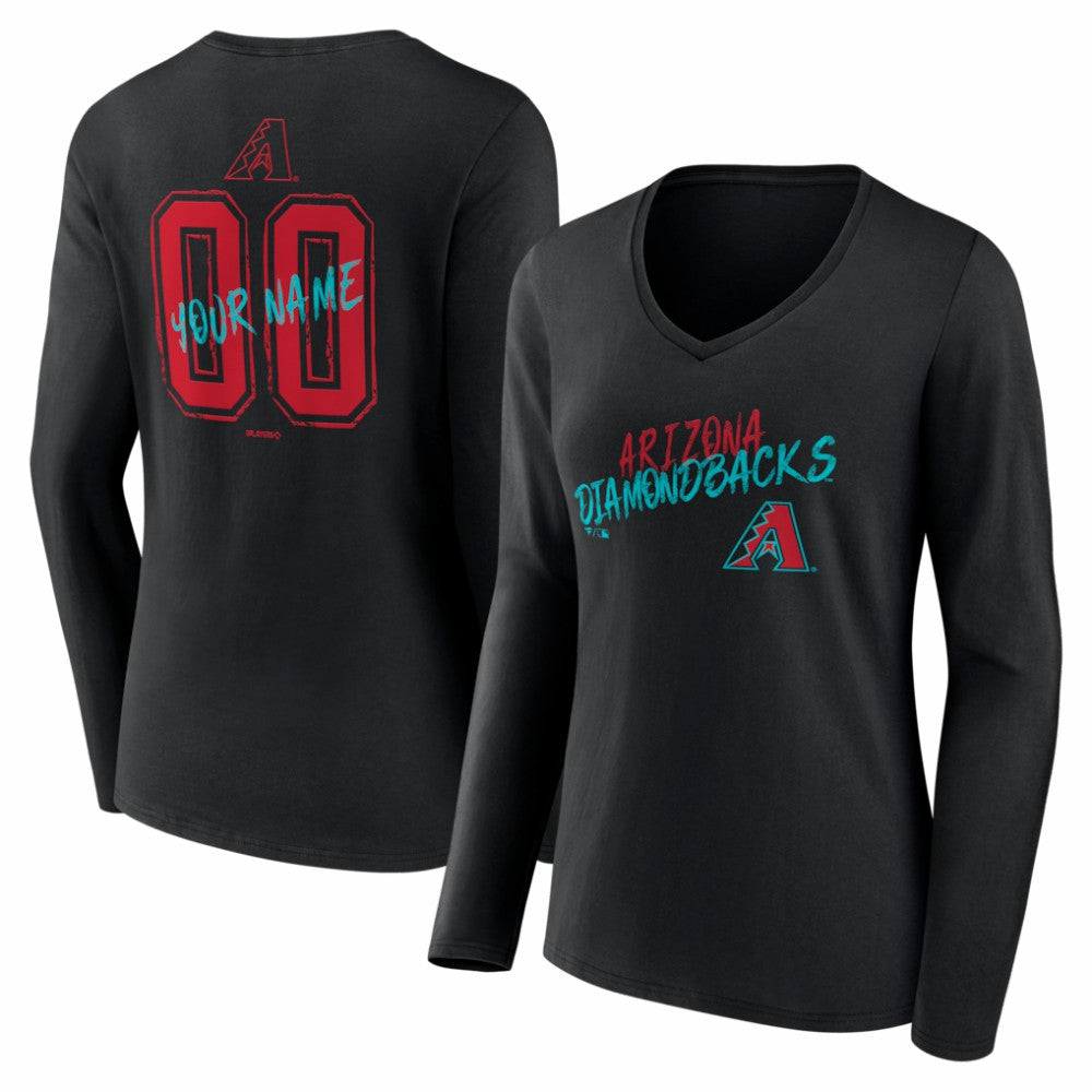 MLB Arizona Diamondbacks Women's Hustle Personalized Name & Number Long Sleeve V-Neck T-Shirt