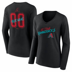 MLB Arizona Diamondbacks Women's Hustle Personalized Name & Number Long Sleeve V-Neck T-Shirt