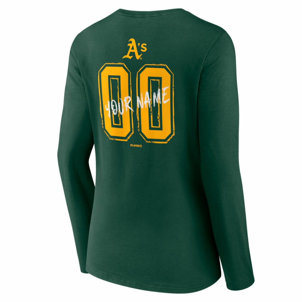 MLB Athletics Women's Hustle Personalized Name & Number Long Sleeve V-Neck T-Shirt