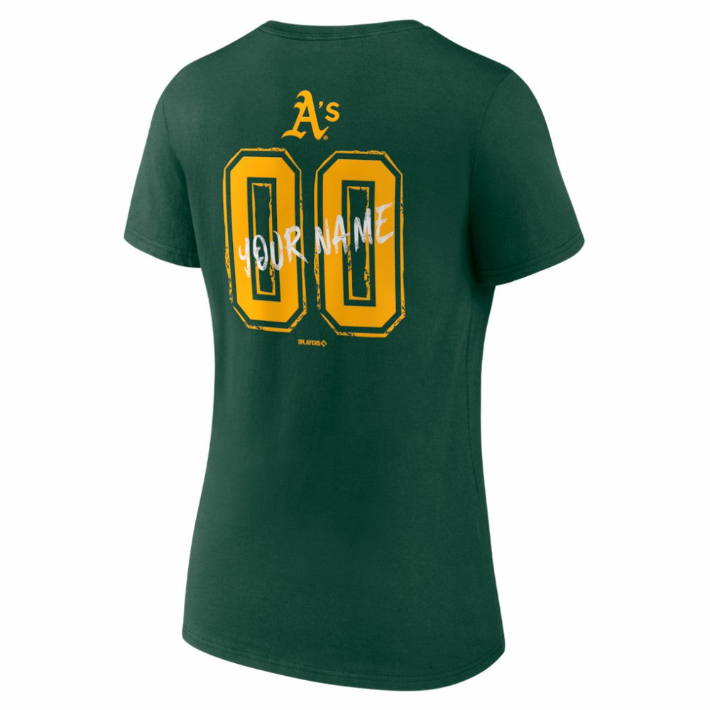 MLB Athletics Women's Hustle Personalized Name & Number V-Neck T-Shirt