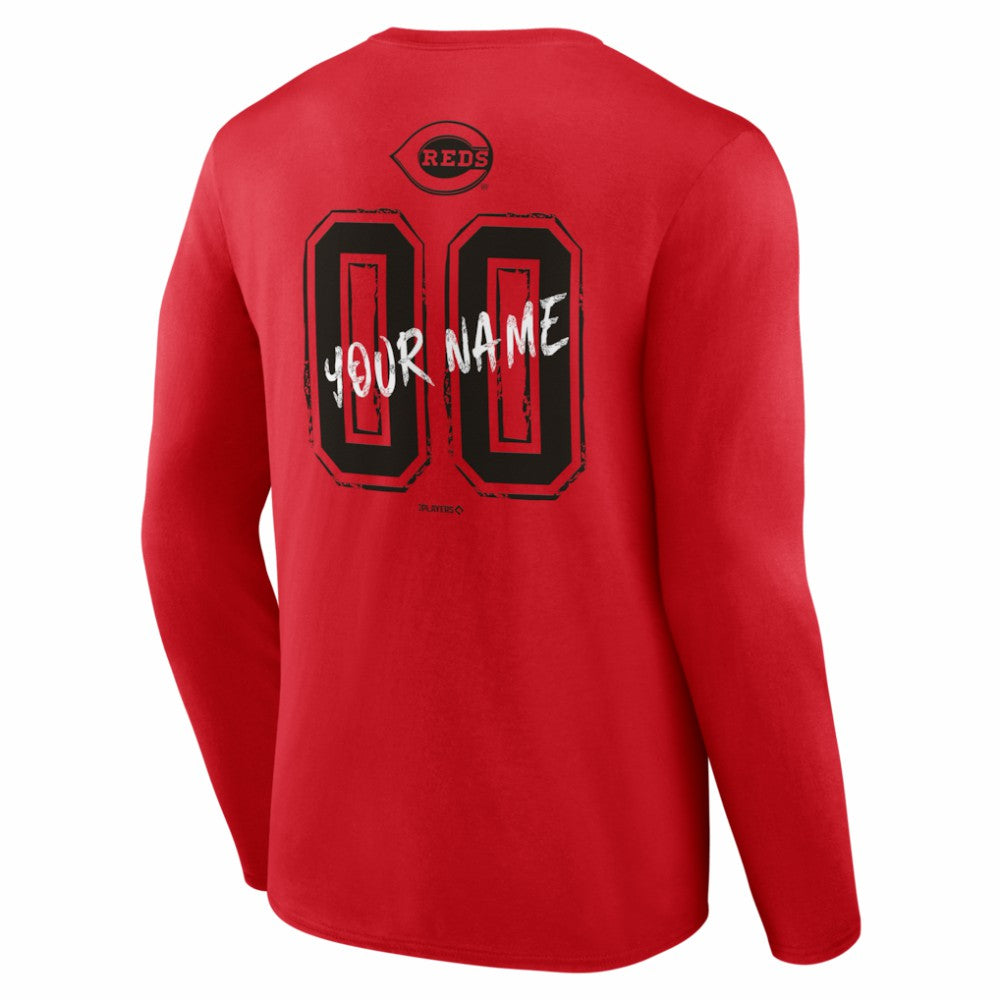MLB Cincinnati Reds  Hustle Personalized Name & Number Long Sleeve T-Shirt
